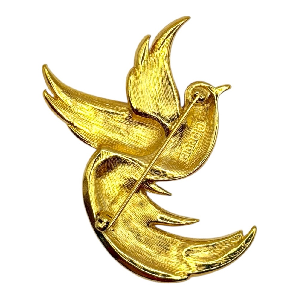 Vintage Giorgio’s Collection Red & Gold-Tone Enamel Crystal Bird Brooch Jewelry - Picture 4 of 9